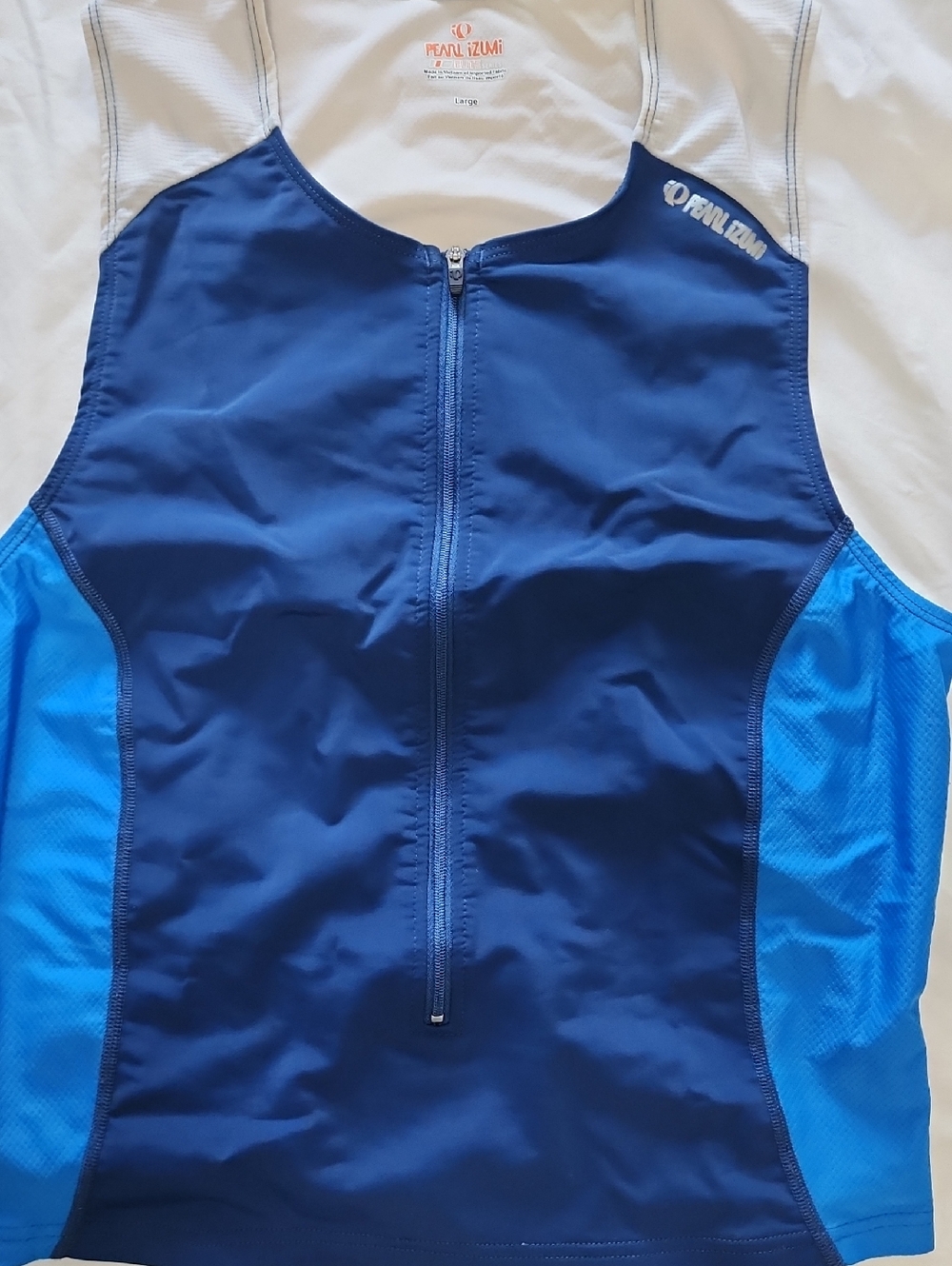 Pearl Izumi Men’s Navy and Bright Blue Front Zip Swim Rash Guard